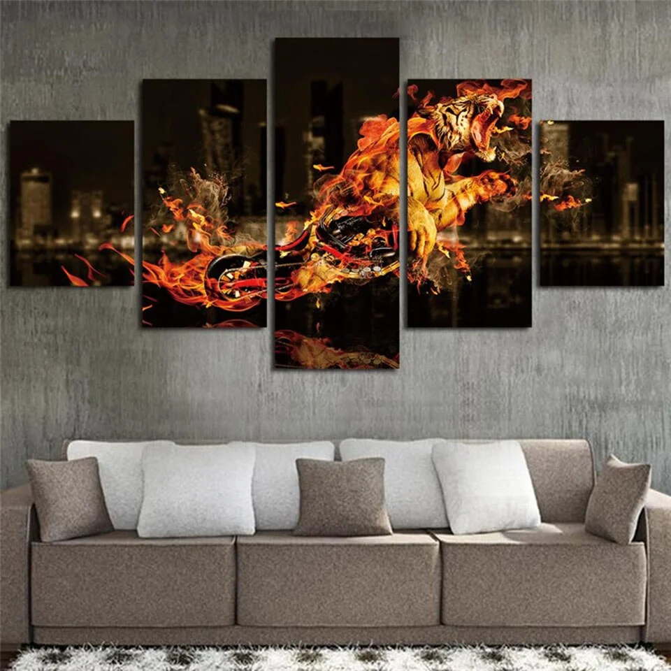 Tableau Moto En Feu Antre du Motard