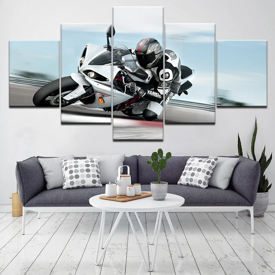 Tableau Moto Frotte le Genou sur Piste Antre du Motard