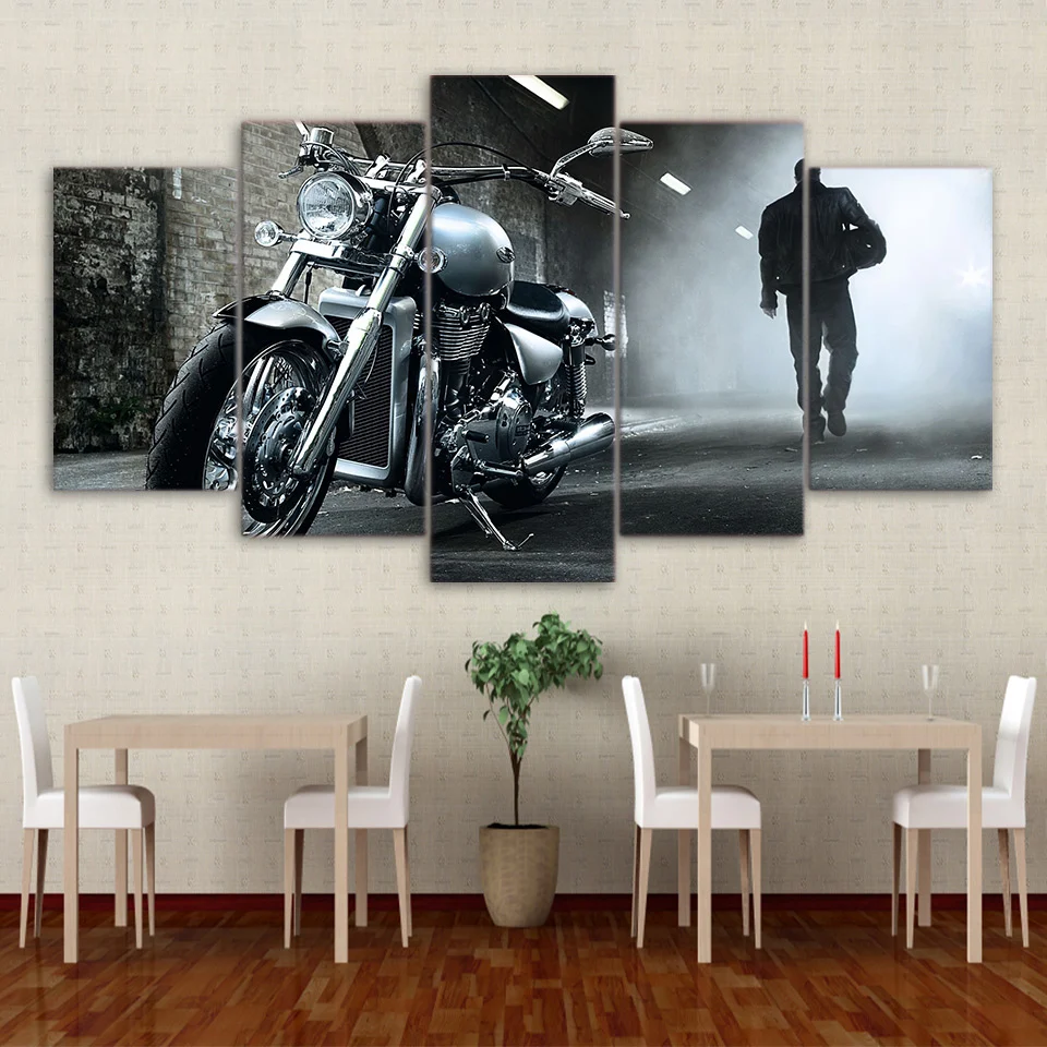 Tableau Moto Homme Mystérieux Antre du Motard
