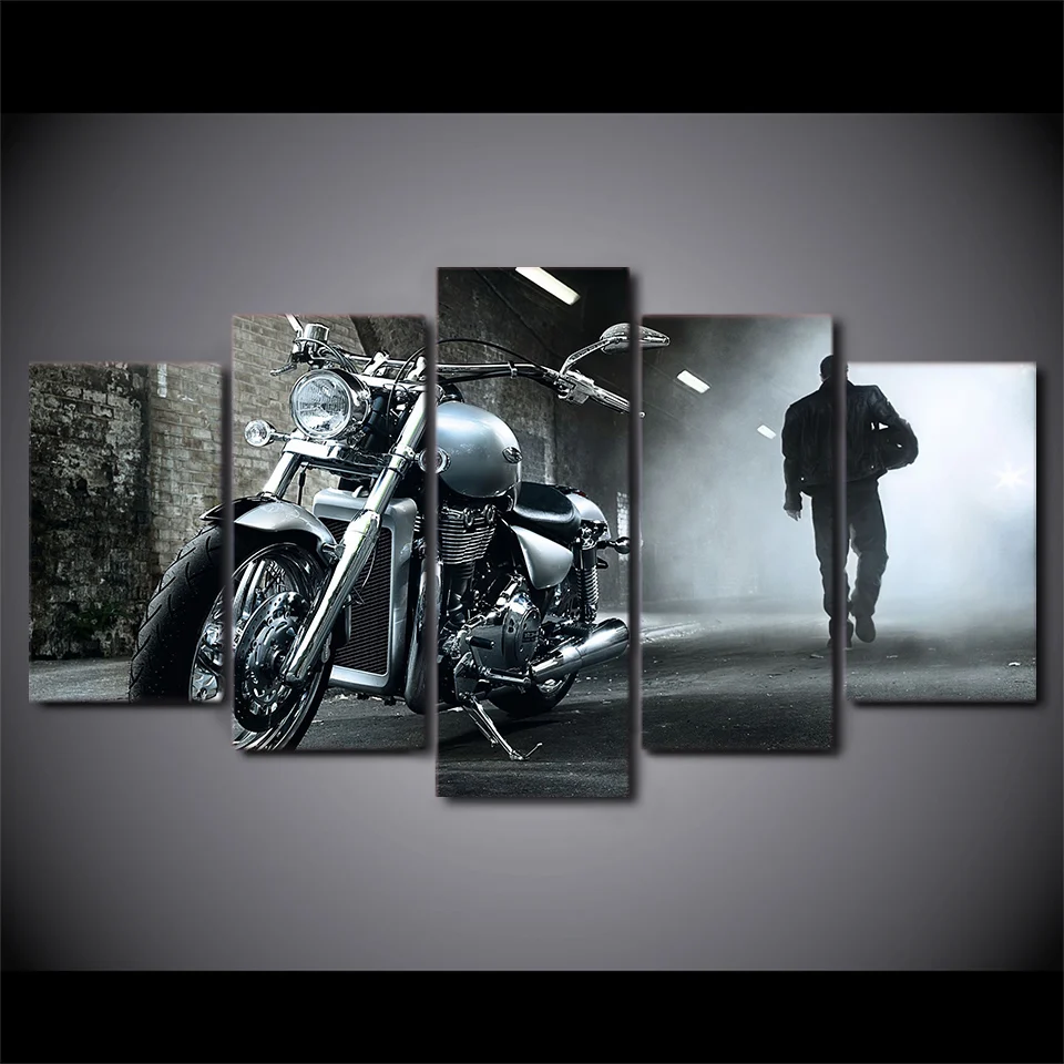 Tableau Moto Homme Mystérieux Antre du Motard