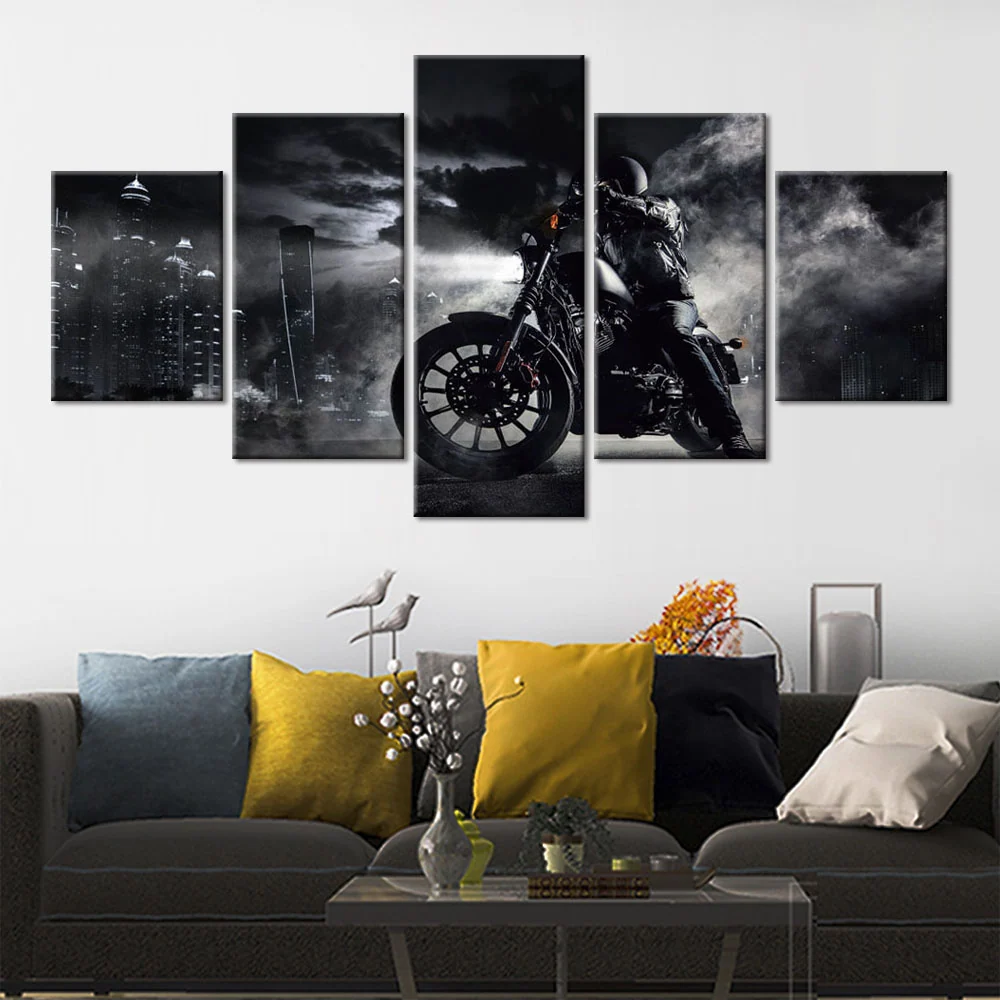 Tableau Moto Nuit Sombre Antre du Motard