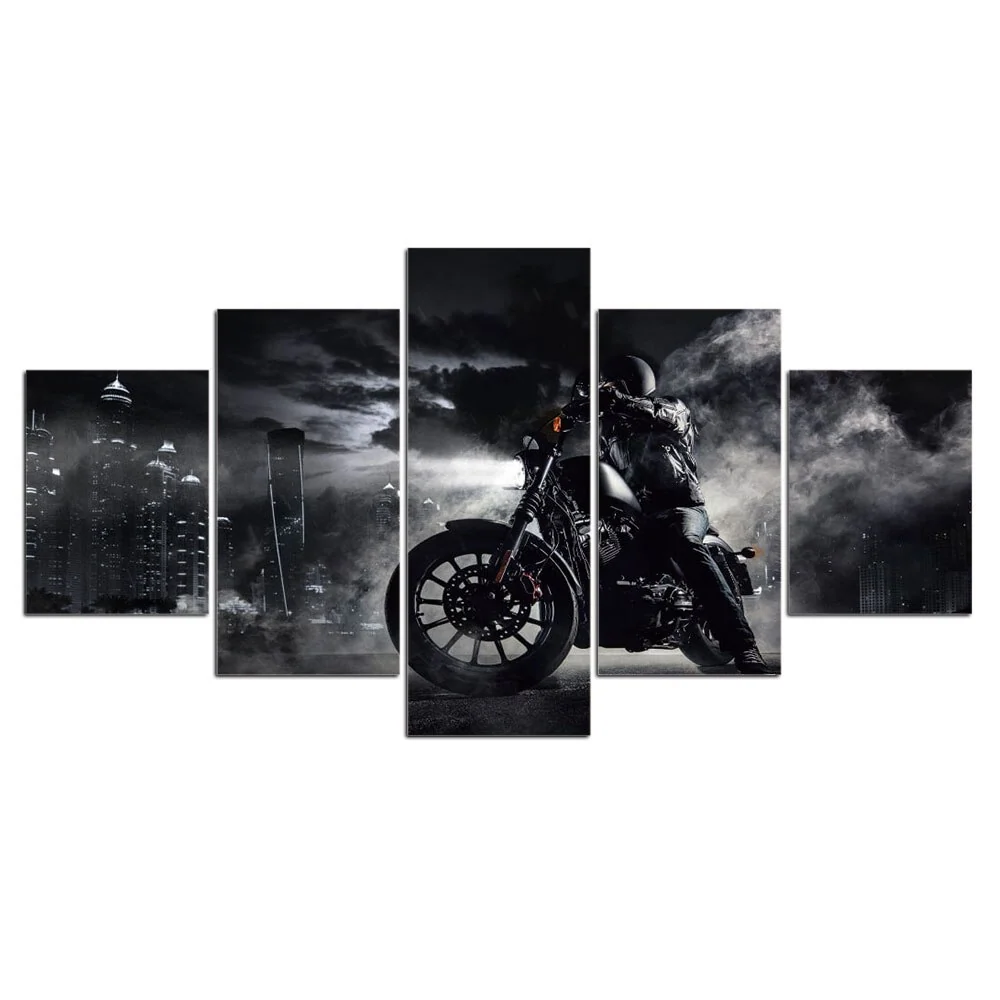 Tableau Moto Nuit Sombre Antre du Motard