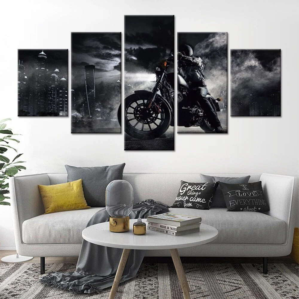 Tableau Moto Nuit Sombre Antre du Motard