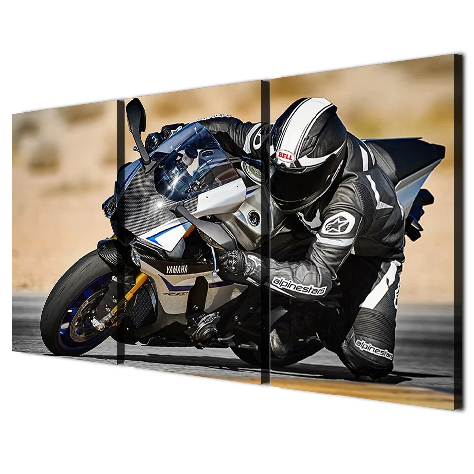 Tableau Moto Virage Serré (3 pièces) Antre du Motard