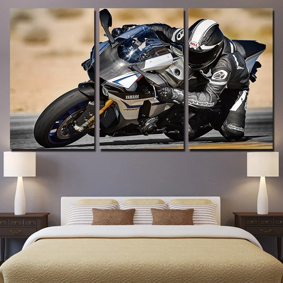 Tableau Moto Virage Serré (3 pièces) Antre du Motard