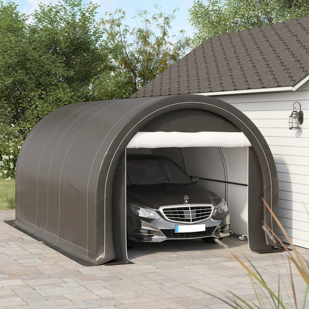 Abri de voiture robuste 10 x 16 avec porte zippée Aosom