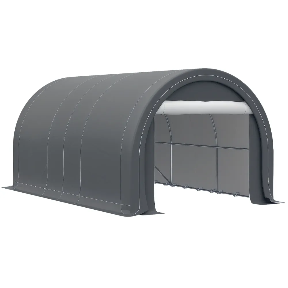 Abri de voiture robuste 10 x 16 avec porte zippée Aosom