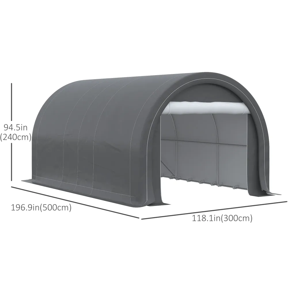 Abri de voiture robuste 10 x 16 avec porte zippée Aosom