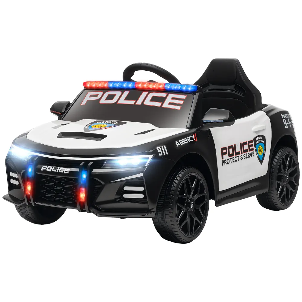 Voiture de police électrique 12V avec télécommande et sirènes Aosom