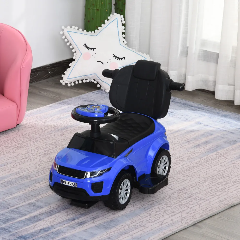 Voiture à pousser pour bambin 2 en 1, bleu Aosom