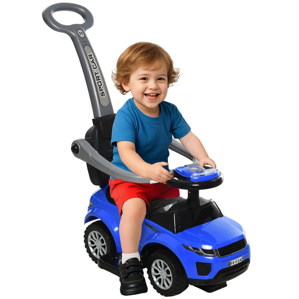 Voiture à pousser pour bambin 2 en 1, bleu Aosom