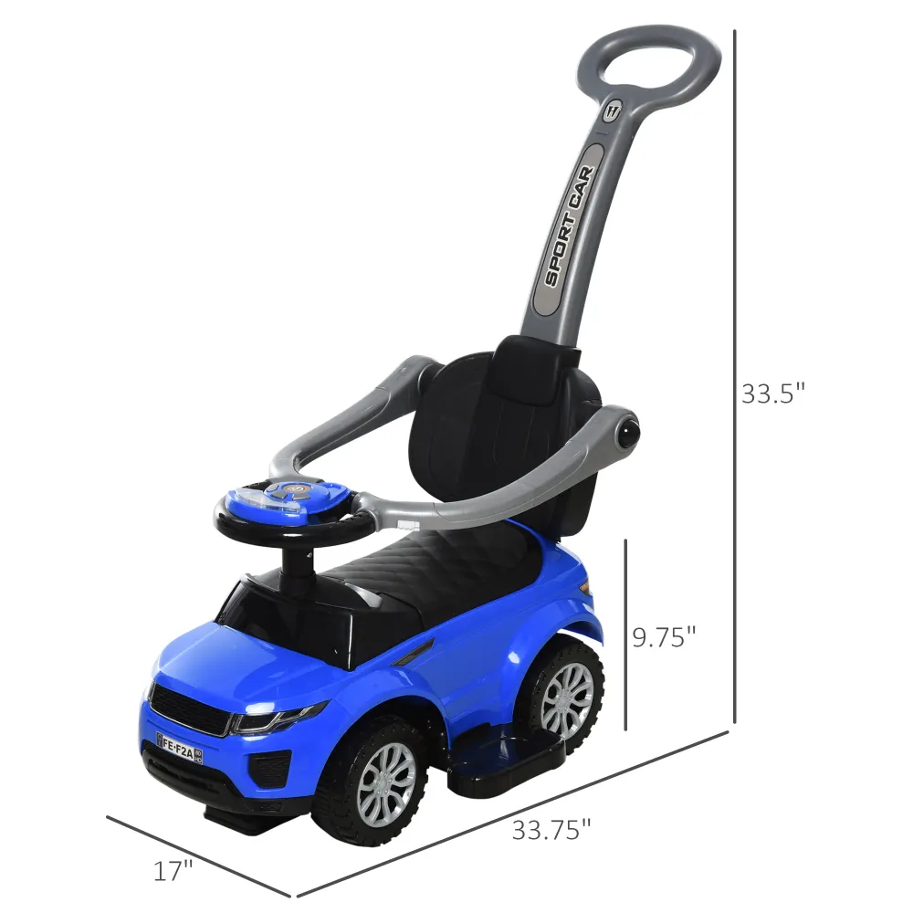 Voiture à pousser pour bambin 2 en 1, bleu Aosom