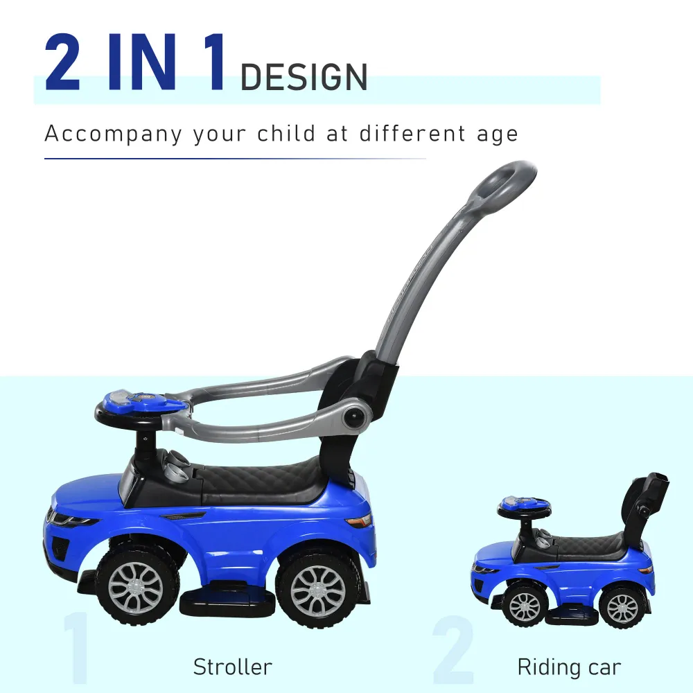 Voiture à pousser pour bambin 2 en 1, bleu Aosom