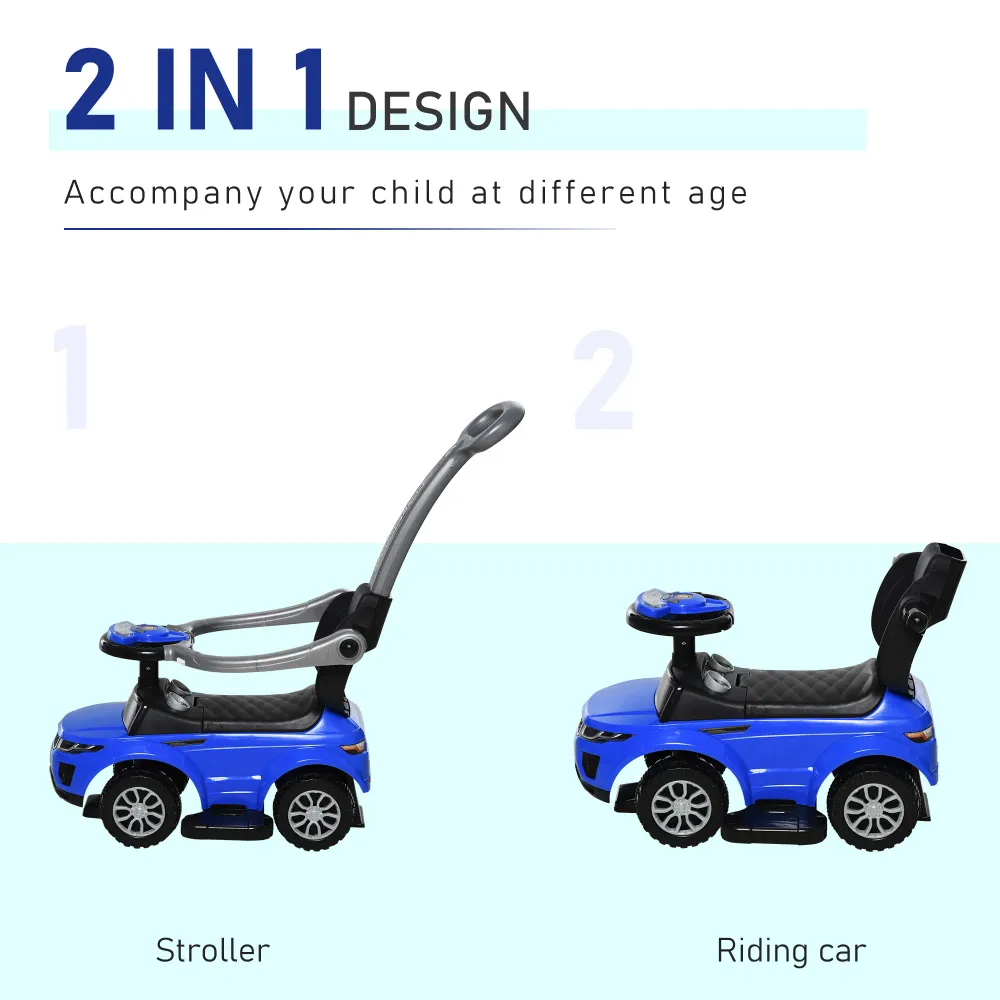 Voiture à pousser pour bambin 2 en 1, bleu Aosom