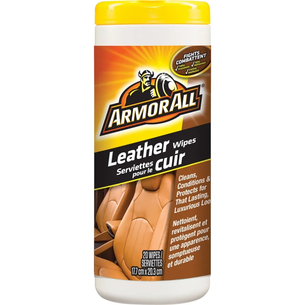 ArmorAll - Boite de 30 Lingettes pour le Cuir, Nettoie et Protège, Pour Voiture