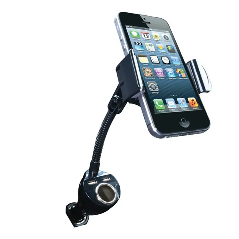 ArmorAll - Support de Téléphone pour Voiture avec 2 Ports USB 2.1A, Noir