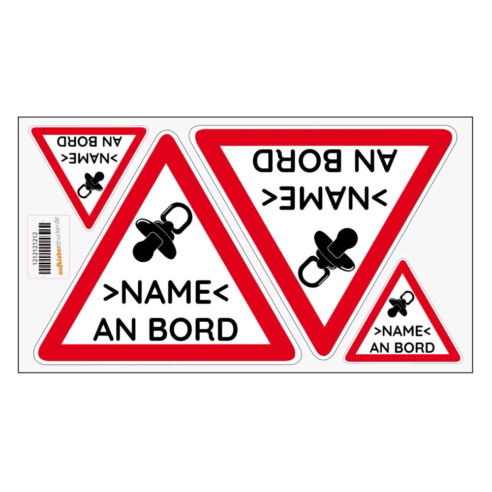 Autocollants de voiture personnalisés Bébé à bord (4 pièces 2x 120 mm 2x 45 mm)