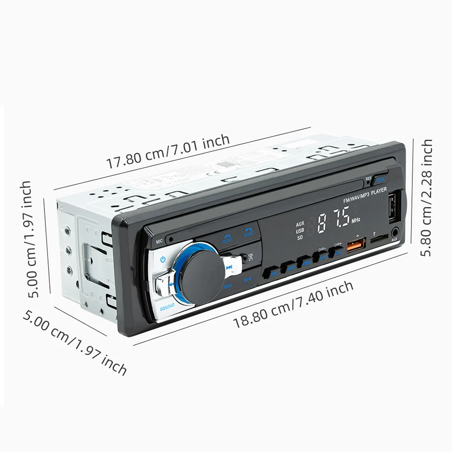 Autoradio Bluetooth lecteur MP3 universel pour voiture qualité de son sans perte modification centrale autoradio noir