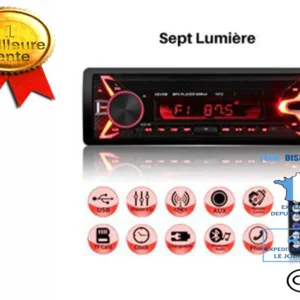 TD® Autoradio de Voiture Bluetooth MP3 Lecteur WMA / WAV / FM / AUX / Carte TF / USB Lecteur Écran Support Lumière Colorée