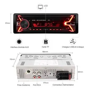TD® Autoradio de Voiture Bluetooth MP3 Lecteur WMA / WAV / FM / AUX / Carte TF / USB Lecteur Écran Support Lumière Colorée
