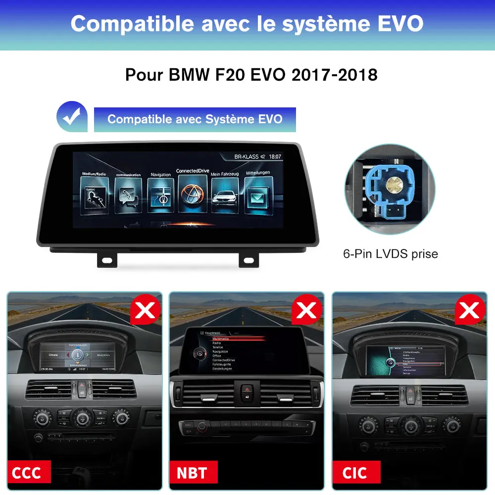 AWESAFE 10,25 Pouces Autoradio Carplay sans Fil Android Auto pour BMW F20 2017-2018 Année avec EVO System,Récepteur Radio...