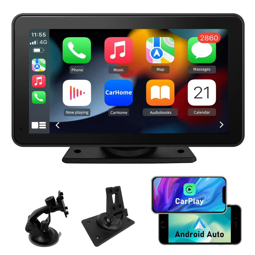AWESAFE CarPlay Voiture 7 Pouces Touchscreen,Compatible Avec Ios Carplay et Android Auto sans Fil/Android Lien Miroir/Blue...