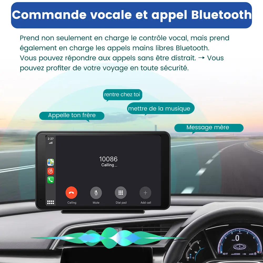 AWESAFE CarPlay Voiture 7 Pouces Touchscreen,Compatible Avec Ios Carplay et Android Auto sans Fil/Android Lien Miroir/Blue...