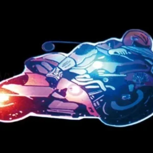 badge/magnet led moto casque jaune