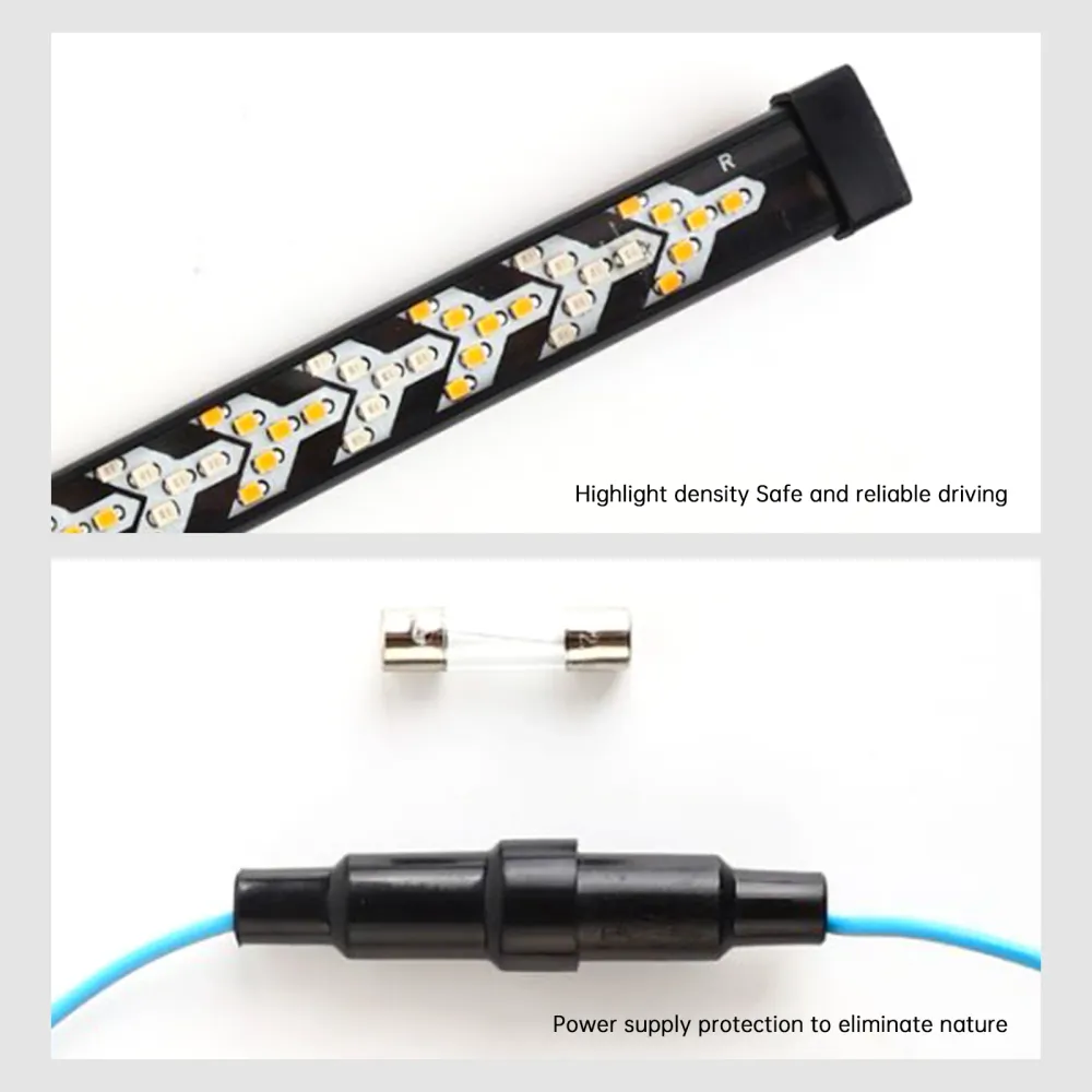 Bande de feu arrière LED pour voiture et camion, clignotant, pointe de flèche dynamique coulante, 1 mètre