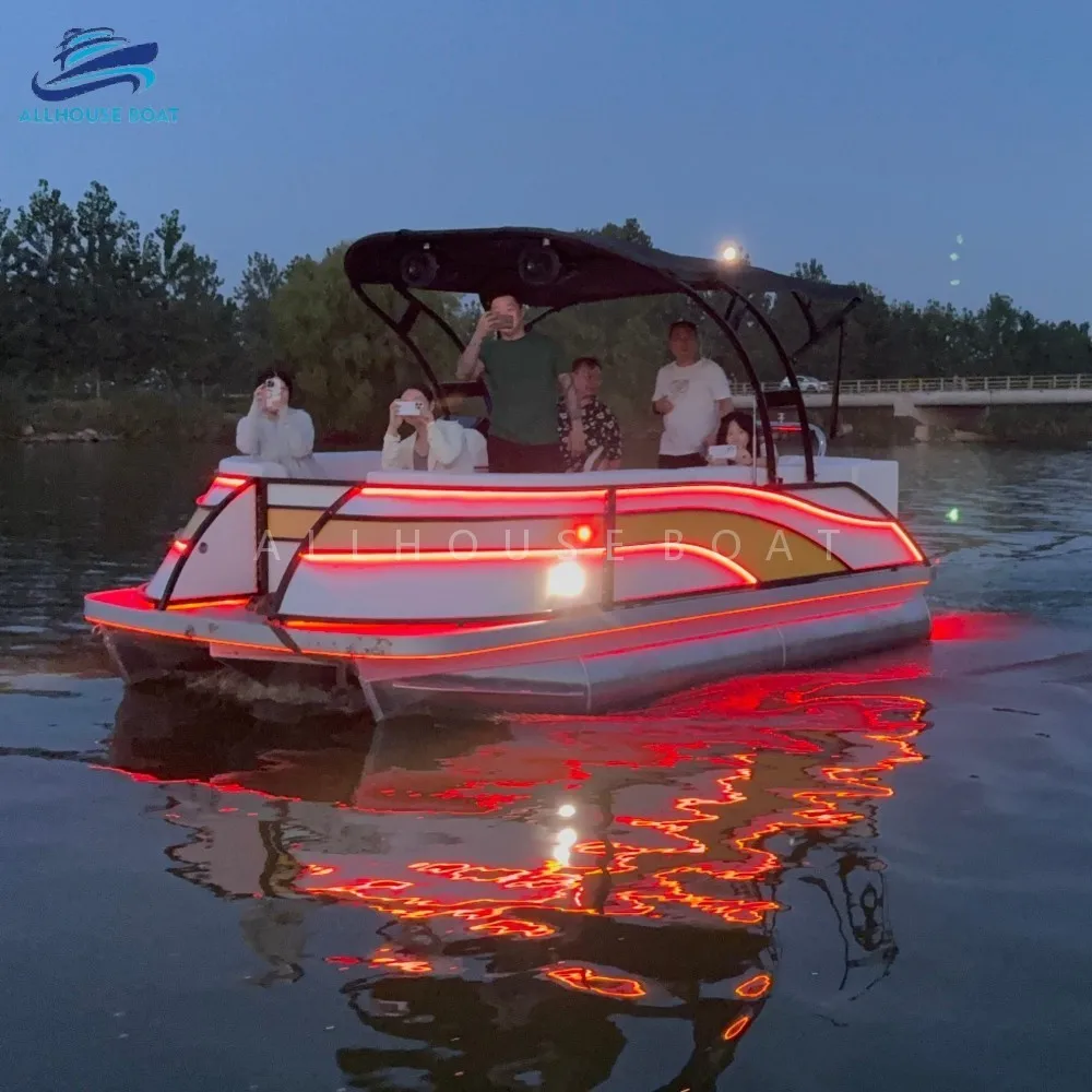 Bateau ponton électrique de luxe 17 pieds aluminium