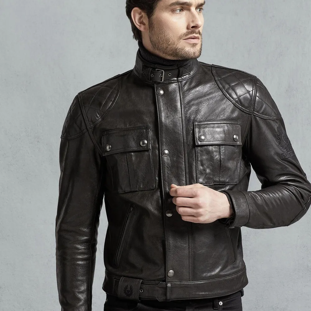 Blouson Moto Cuir Belstaff Brooklands Noir Belstaff Motorcycle