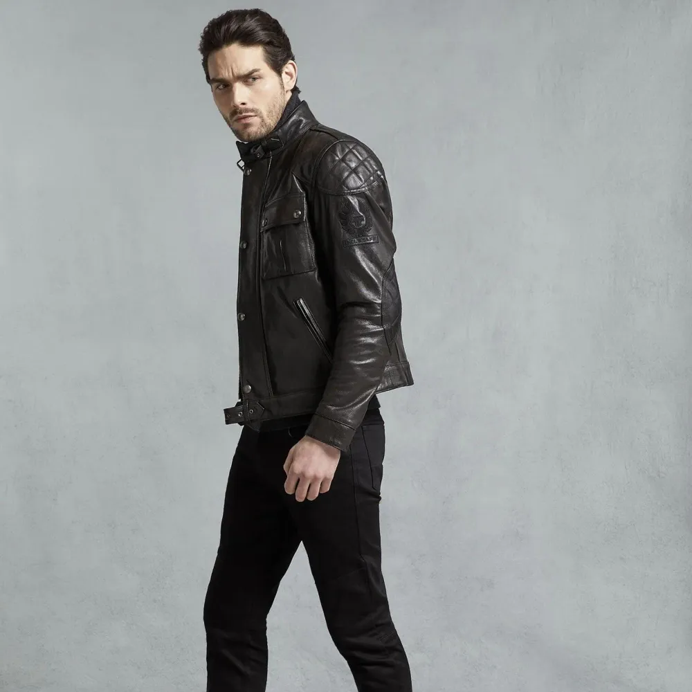 Blouson Moto Cuir Belstaff Brooklands Noir Belstaff Motorcycle