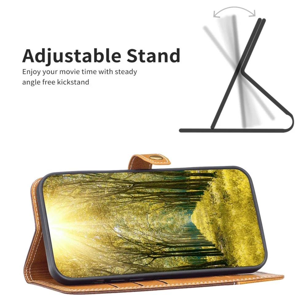 BINFEN étui en cuir bicolore pour Motorola Moto G62 5G - Café
