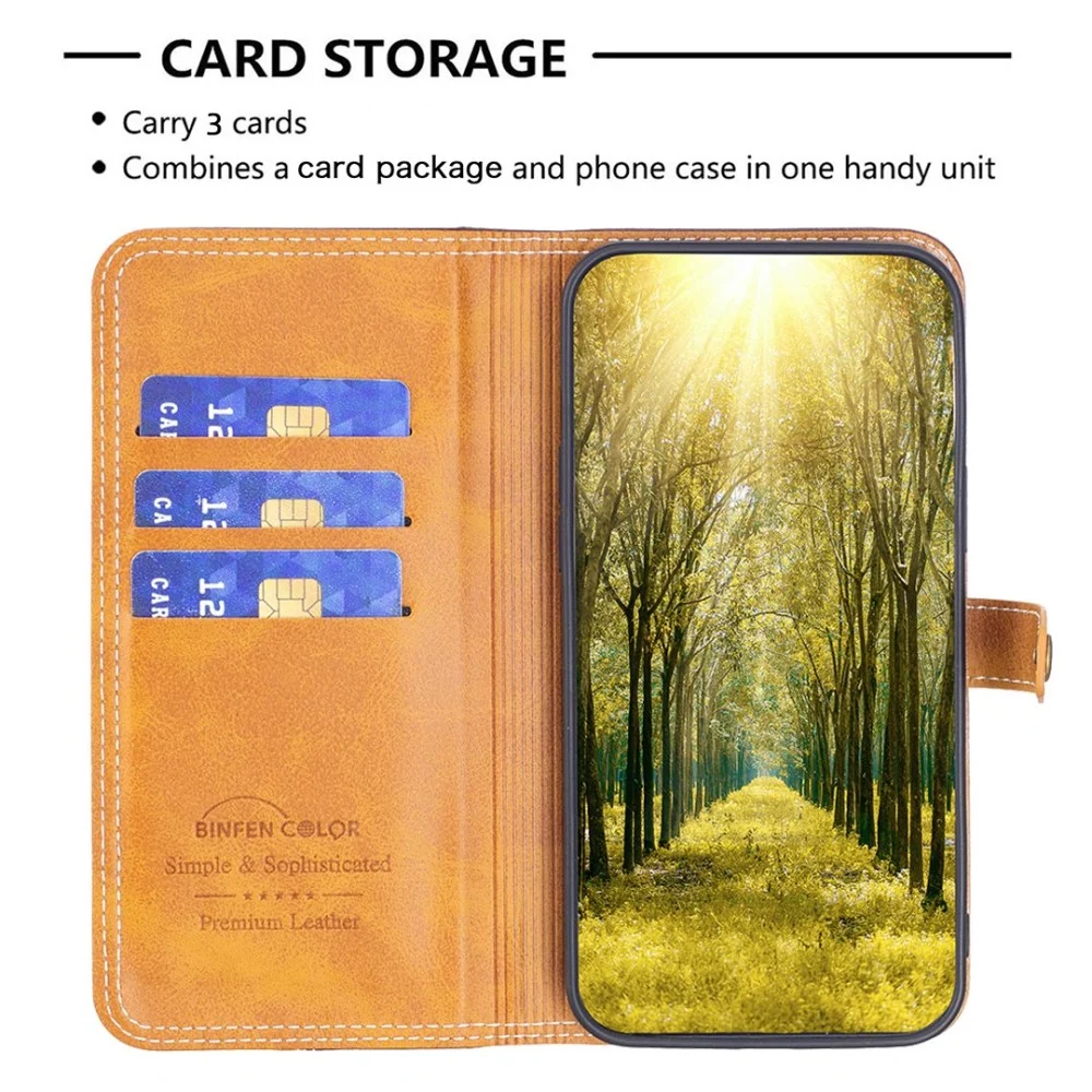 BINFEN étui en cuir bicolore pour Motorola Moto G62 5G - Café
