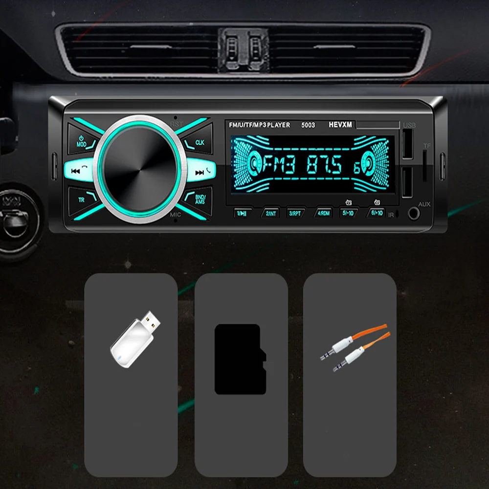 Bluetooth radio voiture bluetooth lecteur MP3 lecteur de voiture 12V double USB sept couleurs de lumière pour la voiture