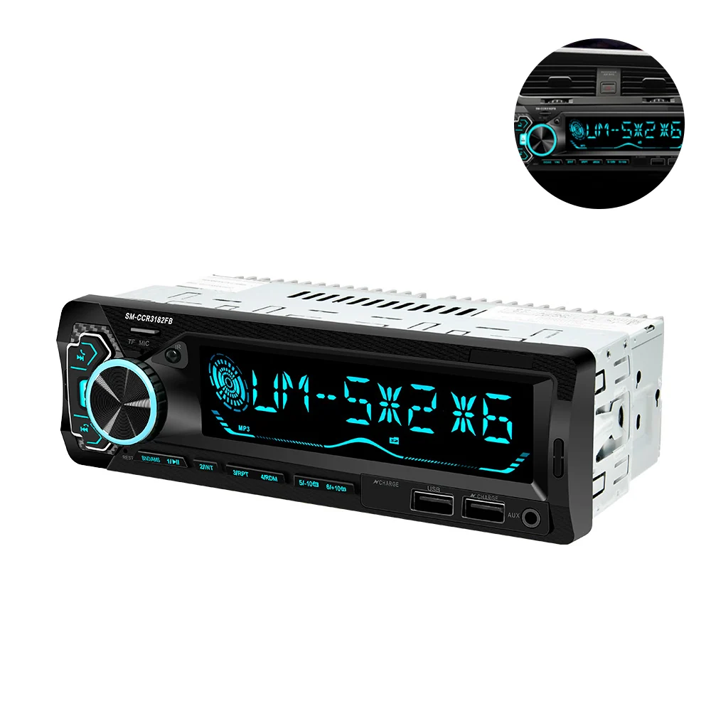 Bluetooth voiture radio lecteur MP3 voiture double USB charge rapide contrôle carré sept couleurs lumières voiture MP3