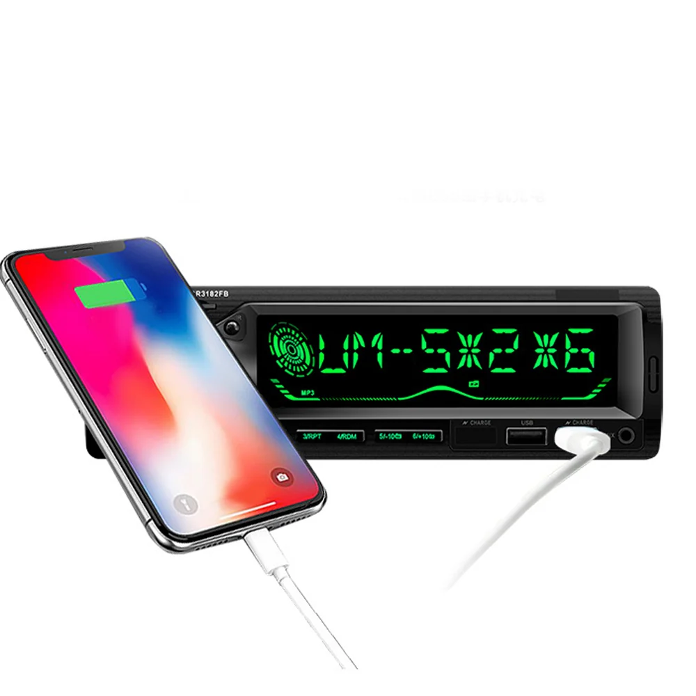 Bluetooth voiture radio lecteur MP3 voiture double USB charge rapide contrôle carré sept couleurs lumières voiture MP3