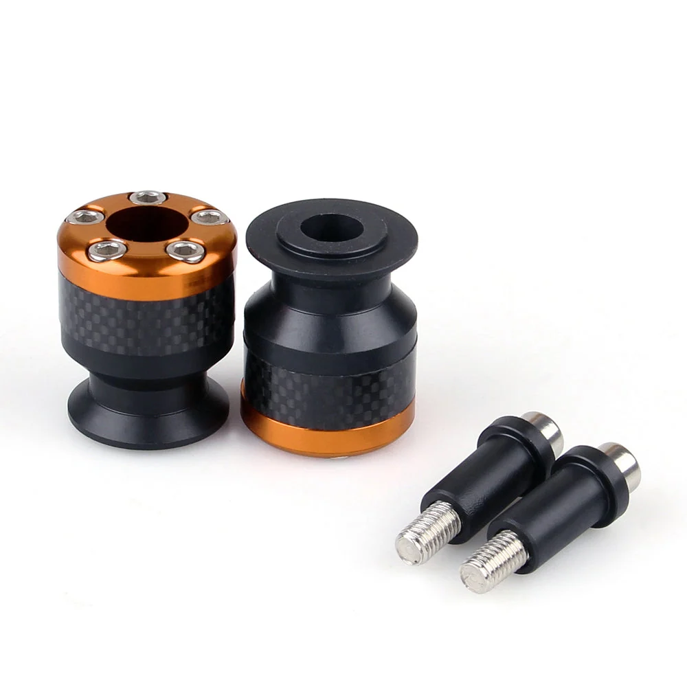 Bobines universelles de curseurs de bras oscillant de 10mm en Fiber de carbone CNC pour moto Orange