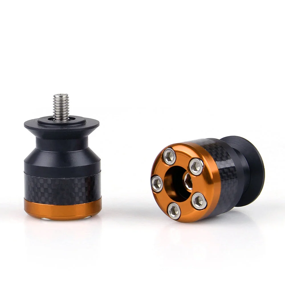 Bobines universelles de curseurs de bras oscillant de 10mm en Fiber de carbone CNC pour moto Orange