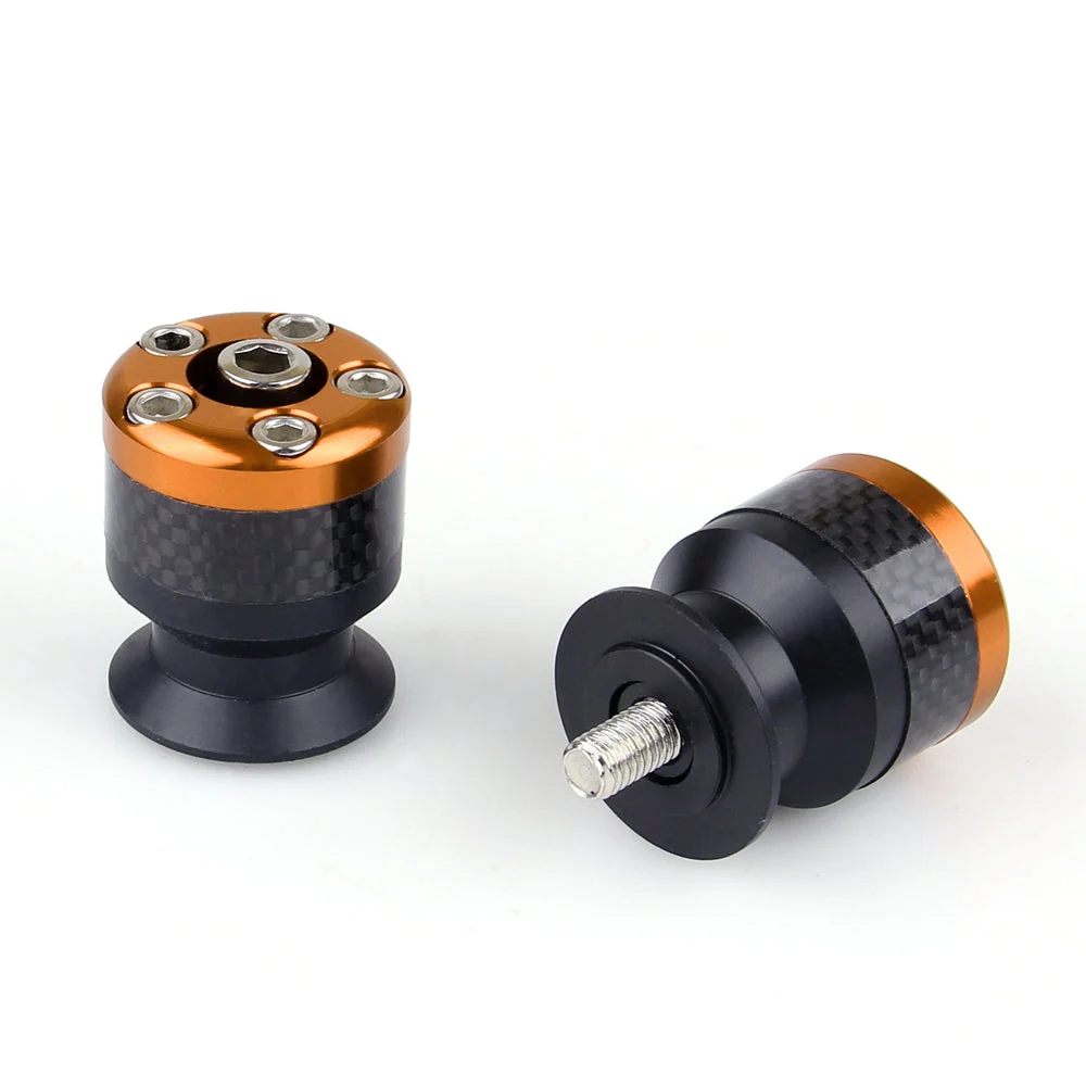 Bobines universelles de curseurs de bras oscillant de 10mm en Fiber de carbone CNC pour moto Orange