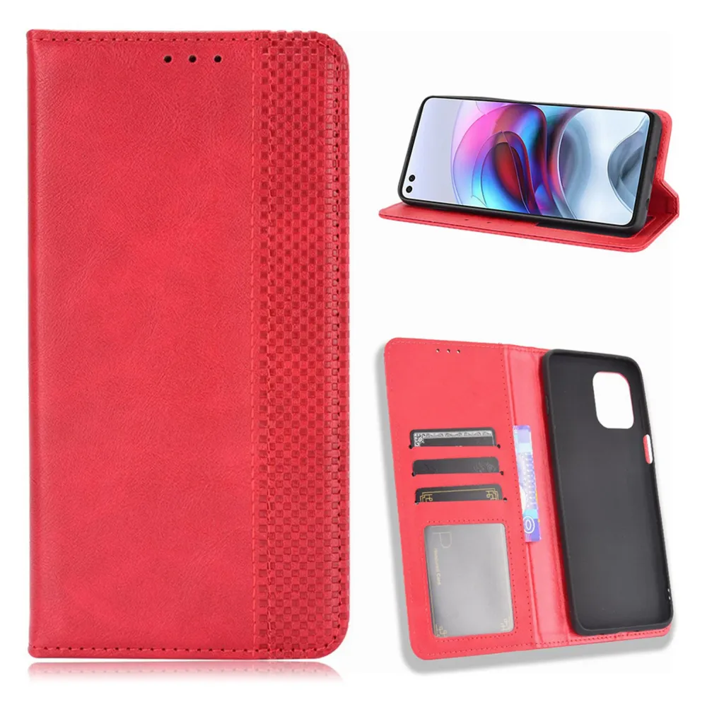 Bofink Étui en cuir Vintage Motorola Moto G100 - Rouge