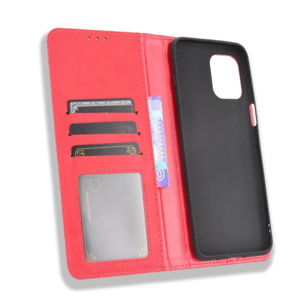 Bofink Étui en cuir Vintage Motorola Moto G100 - Rouge
