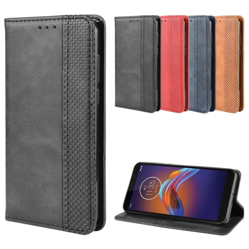 Bofink Étui en cuir vintage Motorola Moto E6 Play - Noir