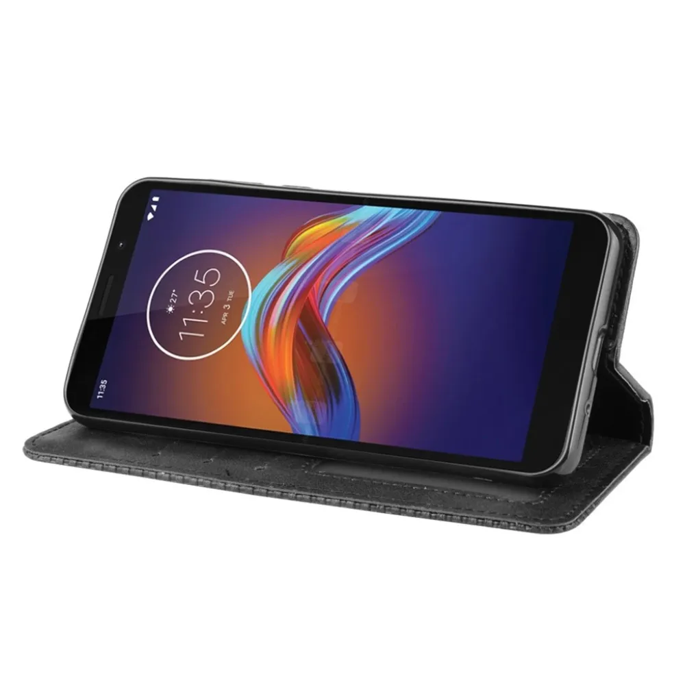 Bofink Étui en cuir vintage Motorola Moto E6 Play - Noir
