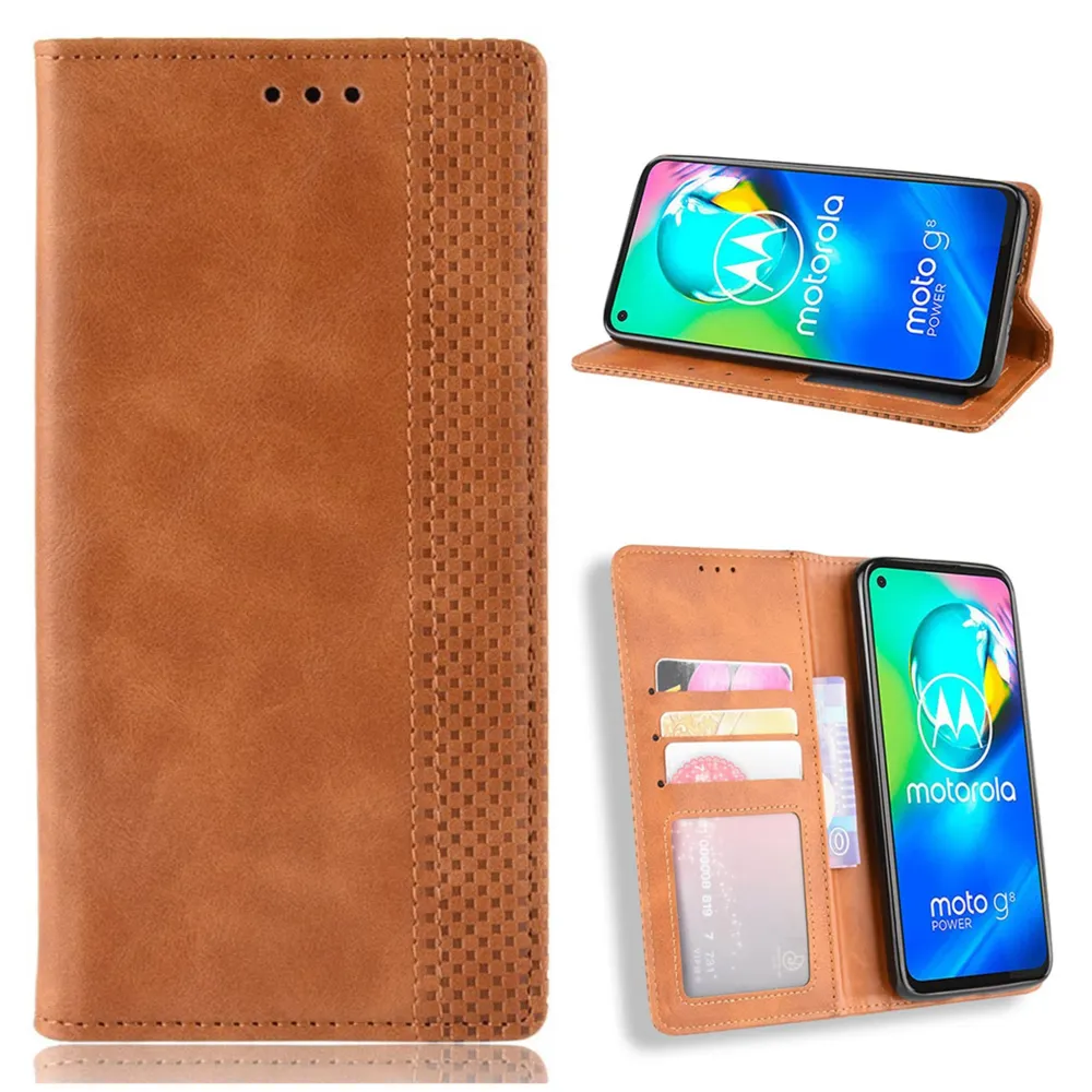 Bofink Étui en cuir Vintage Motorola Moto G8 Power - Marron