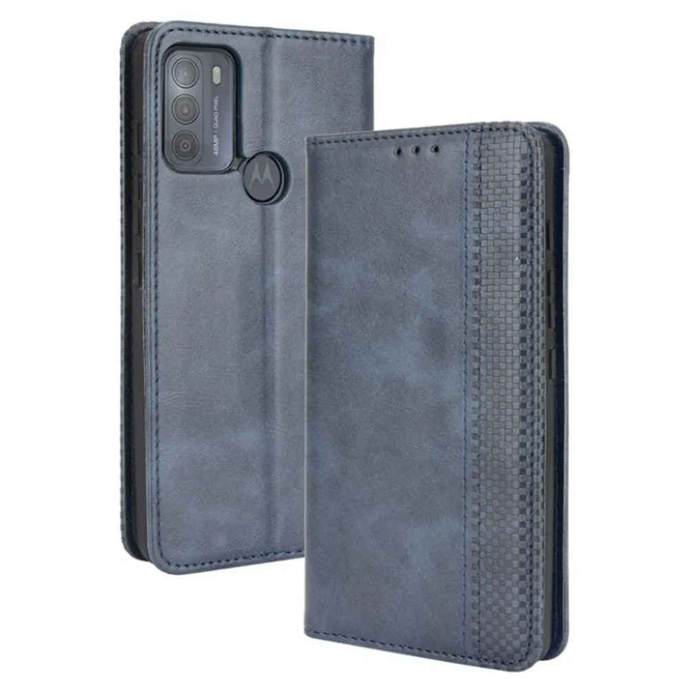 Bofink Étui en cuir Vintage Motorola Moto G50 - Bleu