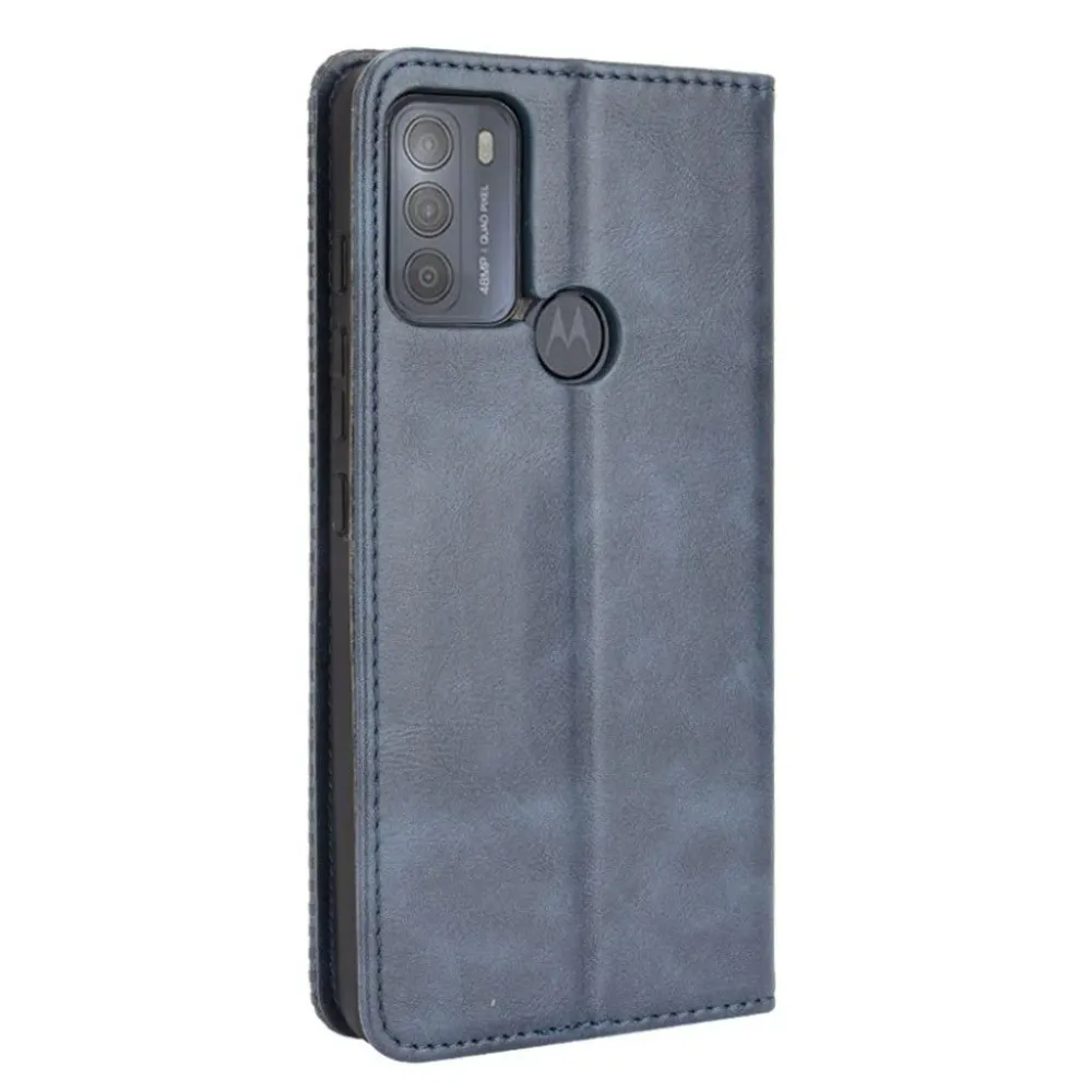 Bofink Étui en cuir Vintage Motorola Moto G50 - Bleu