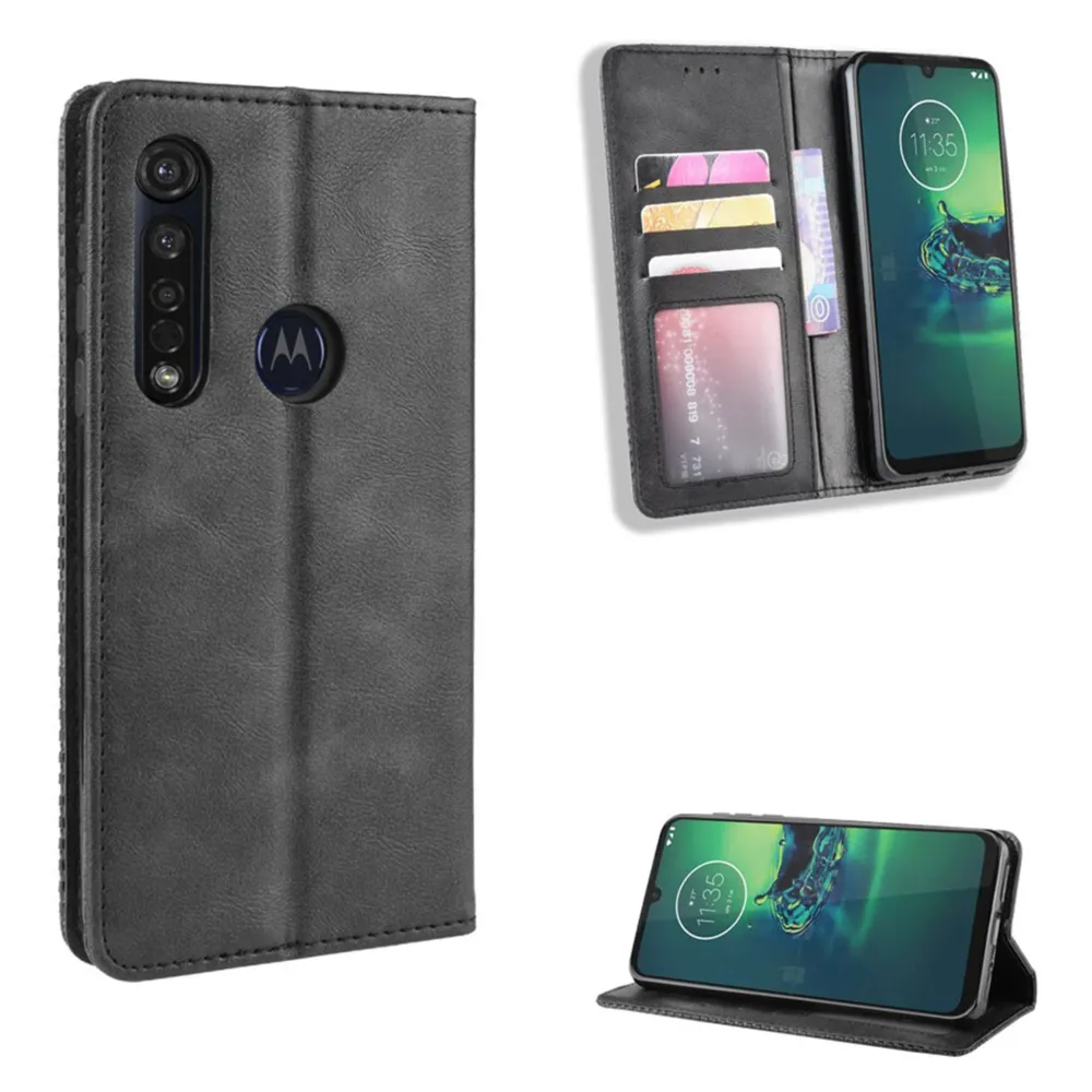 Bofink Étui en cuir Vintage Motorola Moto G8 Plus - Noir