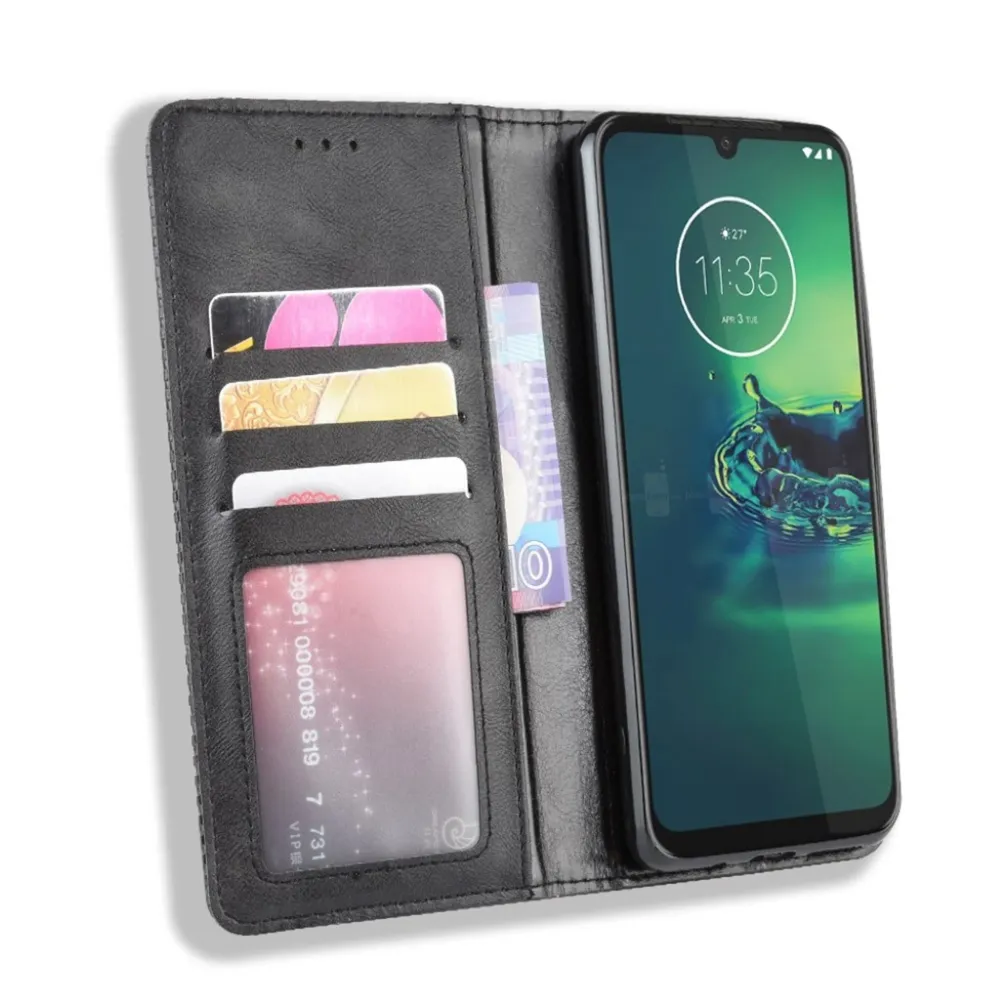 Bofink Étui en cuir Vintage Motorola Moto G8 Plus - Noir