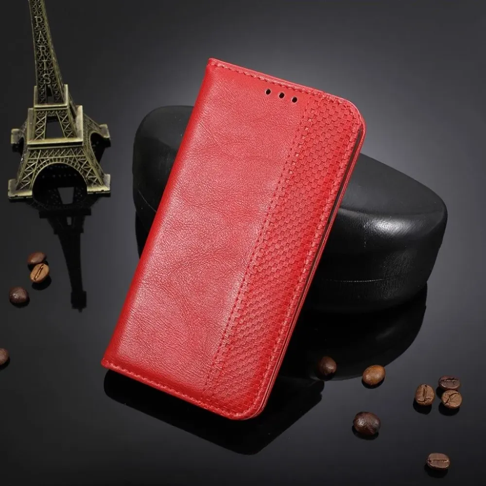 Bofink Étui en cuir vintage Motorola Moto E7 Plus - Rouge